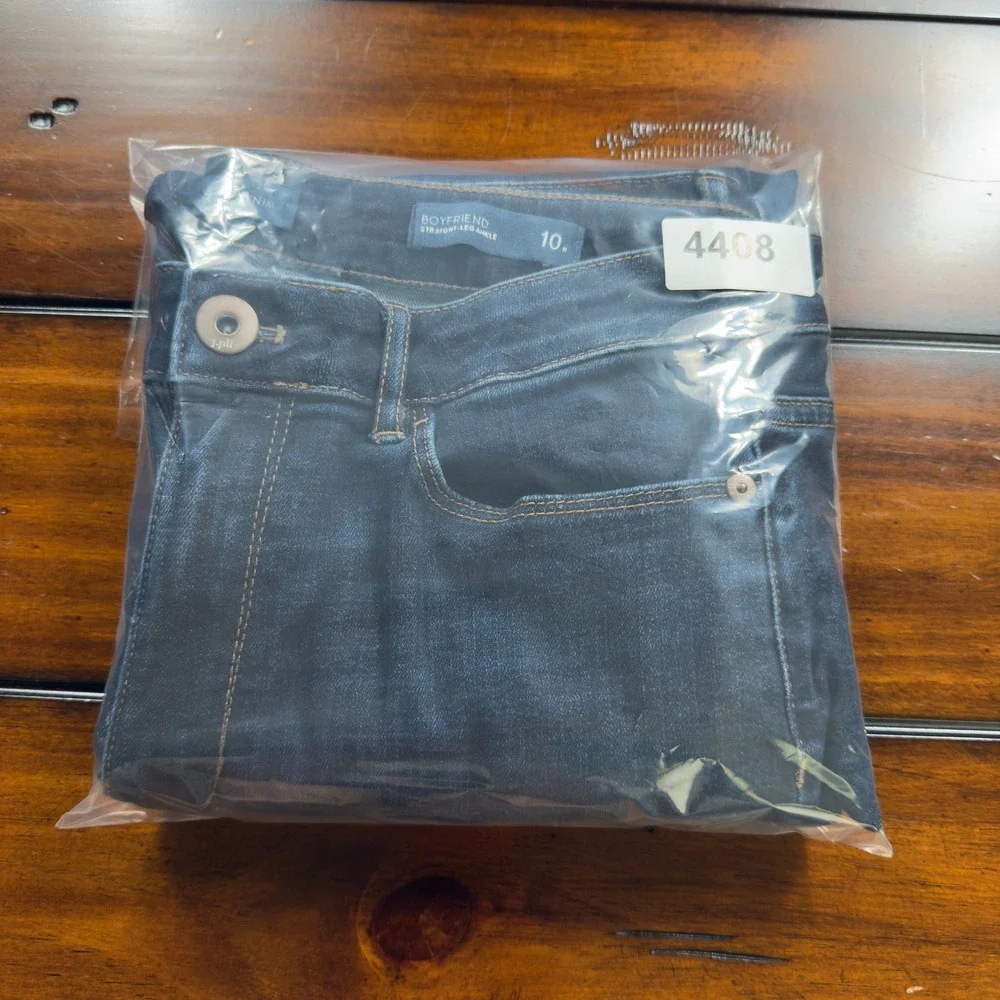 J.Jill Boyfriend Jeans Womens 10 Dark Blue Straight Leg Ankle Denim